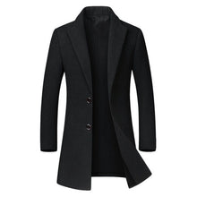 Load image into Gallery viewer, Winter Wool Jacket Men's High-quality Wool Coat casual Slim collar wool coat Men's long cotton collar trench coat