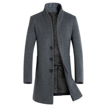 Load image into Gallery viewer, Winter Wool Jacket Men's High-quality Wool Coat casual Slim collar wool coat Men's long cotton collar trench coat