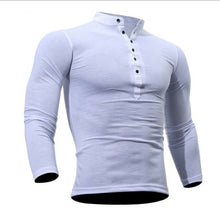 Load image into Gallery viewer, Autumn Thin blouse 2019 Mens Slim Fit V Neck Long Sleeve Muscle Tee Shirt Casual Tops Henley Shirts solid color