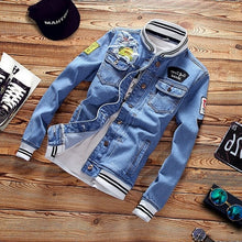 Load image into Gallery viewer, LBL Denim Jacket Men Autumn Fashion Cool Trendy Mens Jean Jackets Spring Casual Coat Outwear Stand Collar Motorcycle Cowboy 2019