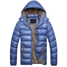 Load image into Gallery viewer, Winter Jacket Men Fashion Hooded Male Jacket Mens Solid Color Thick Jackets Coats Winter Parkas Hooded for warmth Down jackets