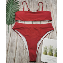 Load image into Gallery viewer, Sexy High Waist Bikini Set Swimsuit Popular Swimming Suit Biquini Two Pieces Solid High Quality Swimwear Women Fashion Beachwear