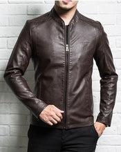 Load image into Gallery viewer, Men genuine leather jacket 2019 new spring and autumn slim zipper male split leather jacket teenager boy black brown P05
