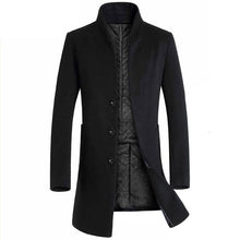 Load image into Gallery viewer, Winter Wool Jacket Men&#39;s High-quality Wool Coat casual Slim collar wool coat Men&#39;s long cotton collar trench coat
