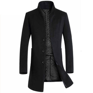 Winter Wool Jacket Men's High-quality Wool Coat casual Slim collar wool coat Men's long cotton collar trench coat