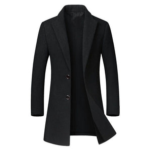Winter Wool Jacket Men's High-quality Wool Coat casual Slim collar wool coat Men's long cotton collar trench coat
