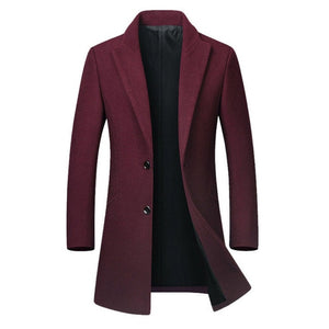 Winter Wool Jacket Men's High-quality Wool Coat casual Slim collar wool coat Men's long cotton collar trench coat