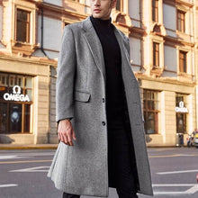Load image into Gallery viewer, INCERUN Winter Fashion Men Coats Wool Jackets Plain Long Sleeve Warm Faux Fleece Trench Coats Men Long Overcoat Streetwear 2019
