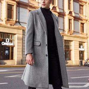 INCERUN Winter Fashion Men Coats Wool Jackets Plain Long Sleeve Warm Faux Fleece Trench Coats Men Long Overcoat Streetwear 2019