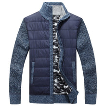 Load image into Gallery viewer, Winter Men&#39;s Fleece Sweater Coat Thick Patchwork Wool Cardigan Muscle Fit Knitted Jackets Fashionable Male Clothing for Autumn
