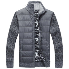 Load image into Gallery viewer, Winter Men&#39;s Fleece Sweater Coat Thick Patchwork Wool Cardigan Muscle Fit Knitted Jackets Fashionable Male Clothing for Autumn
