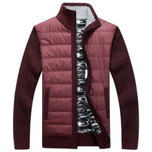 Load image into Gallery viewer, Winter Men&#39;s Fleece Sweater Coat Thick Patchwork Wool Cardigan Muscle Fit Knitted Jackets Fashionable Male Clothing for Autumn
