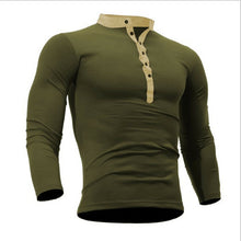 Load image into Gallery viewer, Autumn Thin blouse 2019 Mens Slim Fit V Neck Long Sleeve Muscle Tee Shirt Casual Tops Henley Shirts solid color
