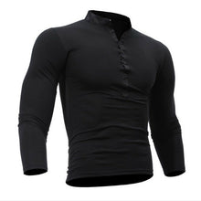 Load image into Gallery viewer, Autumn Thin blouse 2019 Mens Slim Fit V Neck Long Sleeve Muscle Tee Shirt Casual Tops Henley Shirts solid color

