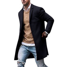 Load image into Gallery viewer, Autumn Winter Mens Brand Fleece blends Jackets Male Overcoat Casual Solid Slim collar coats Long cotton trench coats Streetwears
