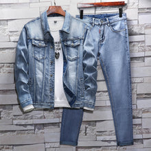 Load image into Gallery viewer, Mens Jeans Suit Sweat Suit Set Men Jacket Spring/autumn Jeans Tracksuit Street Style Cowboy Coat Plus Size Men&#39;s Casual Suit
