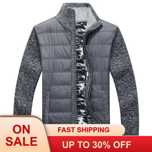 Load image into Gallery viewer, Winter Men&#39;s Fleece Sweater Coat Thick Patchwork Wool Cardigan Muscle Fit Knitted Jackets Fashionable Male Clothing for Autumn
