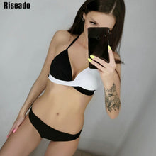 Load image into Gallery viewer, Riseado Sexy Push Up Bikinis Leaf Print Swimwear Women Summer Bathing Suit Women Halter biquini Beach Wear Bikini Mujer
