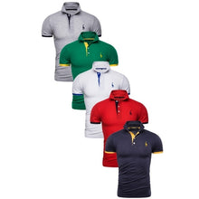 Load image into Gallery viewer, 5 Pcs Set Polo Men Solid Slim Fit Short Sleeve Patchwork Cotton Polo Shirt Men Fashion Streetwear

