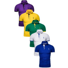 Load image into Gallery viewer, 5 Pcs Set Polo Men Solid Slim Fit Short Sleeve Patchwork Cotton Polo Shirt Men Fashion Streetwear
