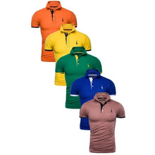 Load image into Gallery viewer, 5 Pcs Set Polo Men Solid Slim Fit Short Sleeve Patchwork Cotton Polo Shirt Men Fashion Streetwear
