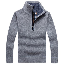 Load image into Gallery viewer, Autumn Men&#39;s Thick Warm Knitted Pullover Solid Long Sleeve Turtleneck Sweaters Half Zip Wool Fleece Winter Coat Comfy Clothing
