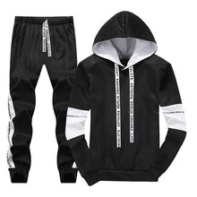 Load image into Gallery viewer, White Black Men Hoodies Set Fashion 2019 Autumn Brand Casual Tracksuit Mens Set Sports Two Piece Patchwork Hoodie Pant Male Suit
