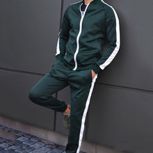Load image into Gallery viewer, Red Male Solid 2 Pieces Sets Tracksuit Men Brand Side Stripe Casual Winter Sport Hooded Sweatshirt + Drawstring Jogging Pants
