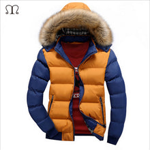 Load image into Gallery viewer, Winter Down Coat Men Casual Fur Hooded Cotton Padding Parka Mens Brand Windproof Waterproof Patchwork Windbreaker Jackets Male
