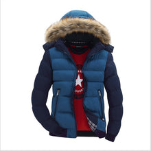 Load image into Gallery viewer, Winter Down Coat Men Casual Fur Hooded Cotton Padding Parka Mens Brand Windproof Waterproof Patchwork Windbreaker Jackets Male
