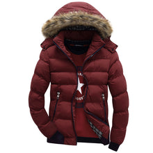 Load image into Gallery viewer, Winter Down Coat Men Casual Fur Hooded Cotton Padding Parka Mens Brand Windproof Waterproof Patchwork Windbreaker Jackets Male
