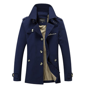 Spring Autumn Men's Long Thin Trench Coats Man Cotton Smart Casual Slim Fit Design Office Jackets Overcoat Plus Size M-5XL