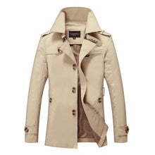 Load image into Gallery viewer, Spring Autumn Men&#39;s Long Thin Trench Coats Man Cotton Smart Casual Slim Fit Design Office Jackets Overcoat Plus Size M-5XL
