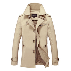 Spring Autumn Men's Long Thin Trench Coats Man Cotton Smart Casual Slim Fit Design Office Jackets Overcoat Plus Size M-5XL