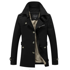 Spring Autumn Men's Long Thin Trench Coats Man Cotton Smart Casual Slim Fit Design Office Jackets Overcoat Plus Size M-5XL