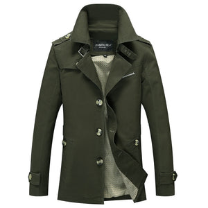 Spring Autumn Men's Long Thin Trench Coats Man Cotton Smart Casual Slim Fit Design Office Jackets Overcoat Plus Size M-5XL