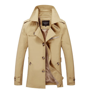 Spring Autumn Men's Long Thin Trench Coats Man Cotton Smart Casual Slim Fit Design Office Jackets Overcoat Plus Size M-5XL