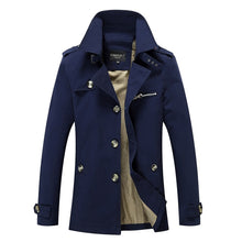 Load image into Gallery viewer, Spring Autumn Men&#39;s Long Thin Trench Coats Man Cotton Smart Casual Slim Fit Design Office Jackets Overcoat Plus Size M-5XL
